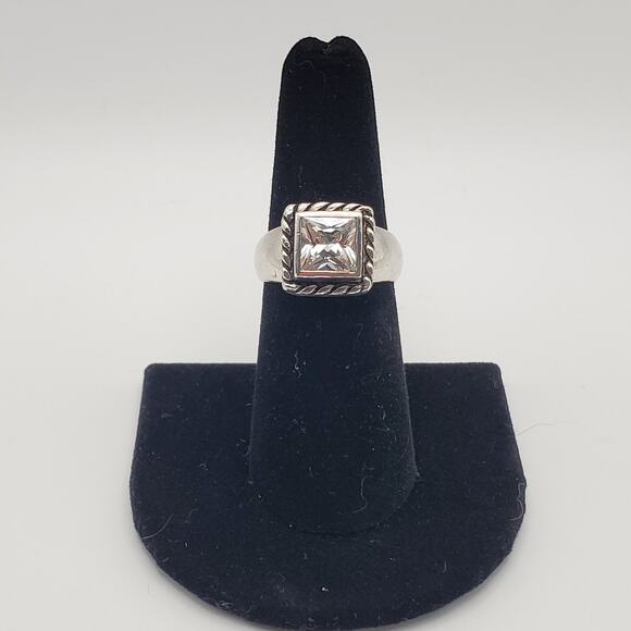 Silpada Elizabeth 925 Sterling Silver CZ Square Cubic Zirconia Ring 6.75 R0836 - Picture 1 of 10